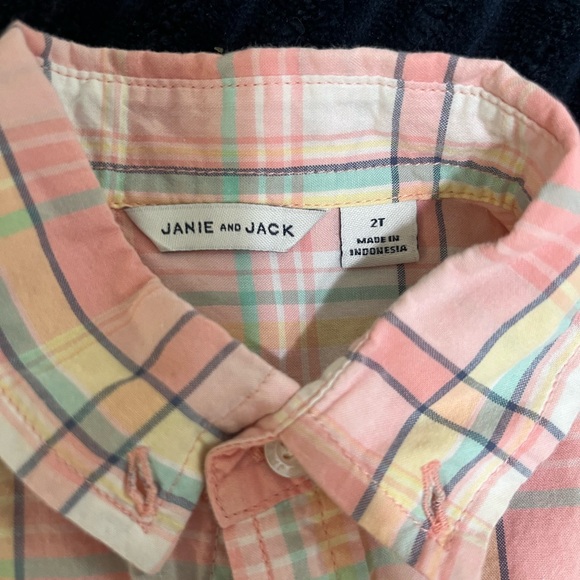 Janie and Jack Pink and White Button Down Shirt 2t - Picture 3 of 3